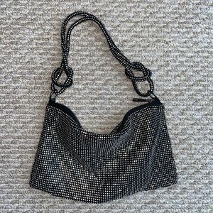 Sparkling Black and Silver Bling Stones Bag Rhinestone Shoulder Bag